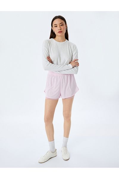 Koton Color Block Sports Shorts with High Waist Leggings and Elastic Waist