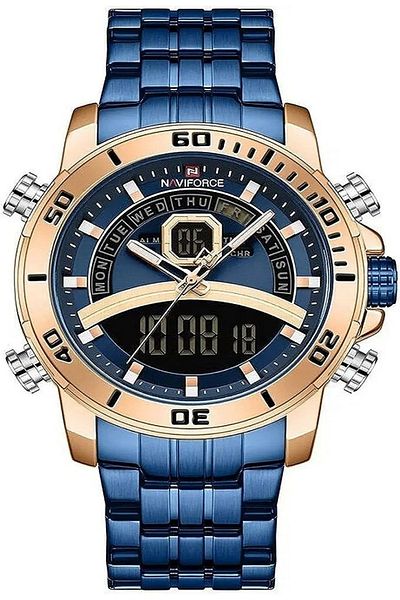 Naviforce Men's Stainless Steel Analog+Digital Wrist Watch