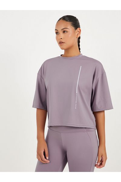 Styli Gymspire Edition - Label Striped and Text Print Boxy Short Sleeve Top