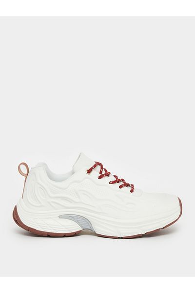 Styli White Patterned Lace Sneakers