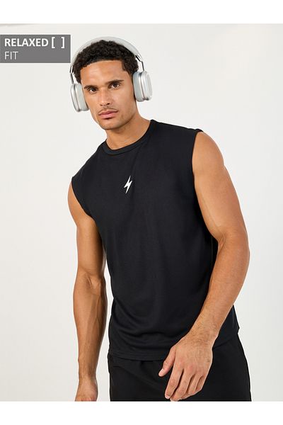 Styli Relaxed Fit Workout Active Tank with Minimal Print
