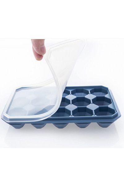 AinDen Set of 2 AinDen ice cube trays, silicone, blue, 20 x 12.5 x 3.5 cm