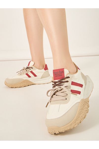 Styli Retro Textured Sole Lace-Up Sneakers