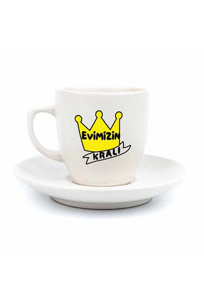 PALTO TASARIM King of Our Home Cream Turkish Coffee Cup - Fathers Day Gift Turkish Coffee Cup