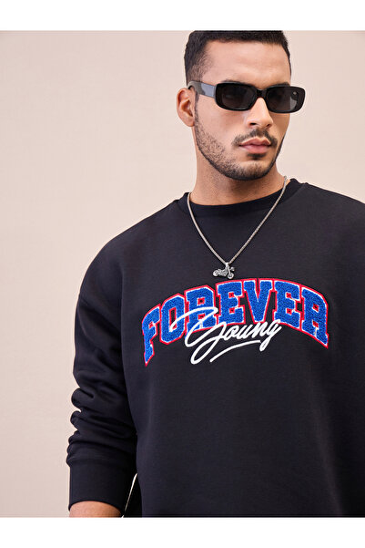 Mascln Sassafras By Styli Embroidered Round Neck Oversize Sweatshirt