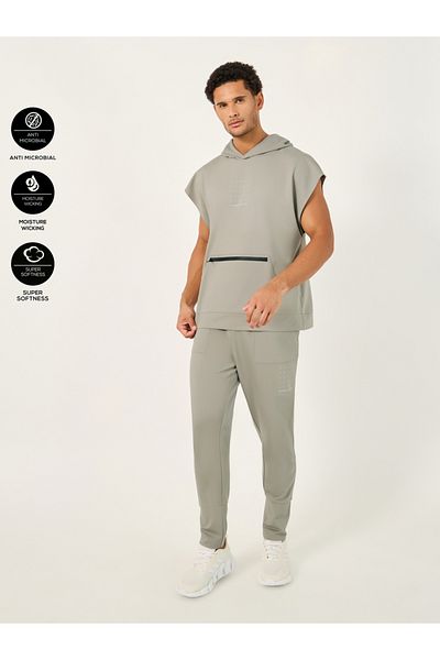Styli Hooded Minimal Print Vest with Zipping Detail