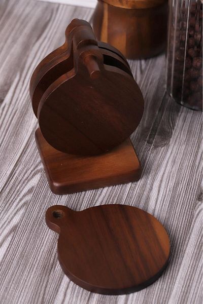 MİEN Mien Acacia Coaster Set with Stand