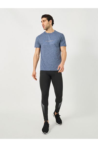 Styli Minimal Print Melange Knit Round Neck T-Shirt