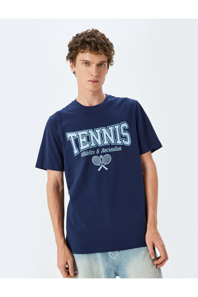 Koton Bisiklet Yaka Pamuklu Regular Fit Kısa Kollu Slogan Baskılı Tişört