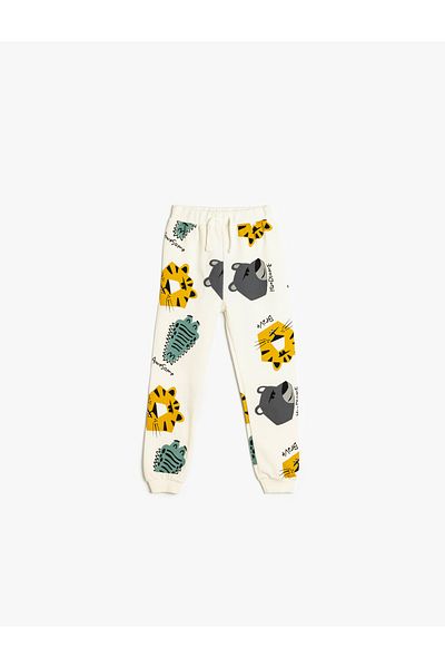 Koton Drawstring, animal printed detail, soft interior, cotton, jogger sweatpants