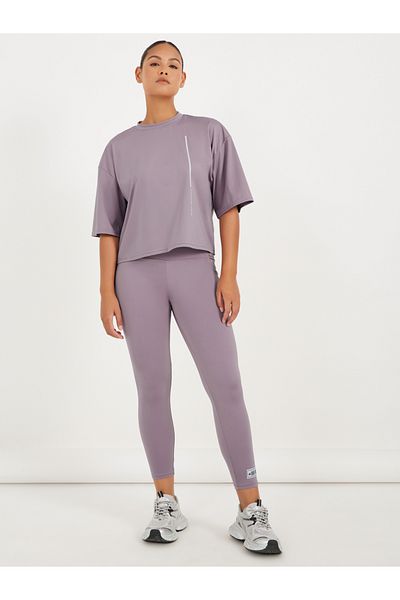 Styli Gymspire Edition - Label Striped and Text Print Boxy Short Sleeve Top