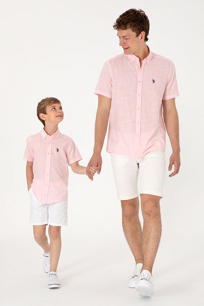 U.S. Polo Assn. Men's Light Pink Short Sleeve Shirt 50306324 -Vr078