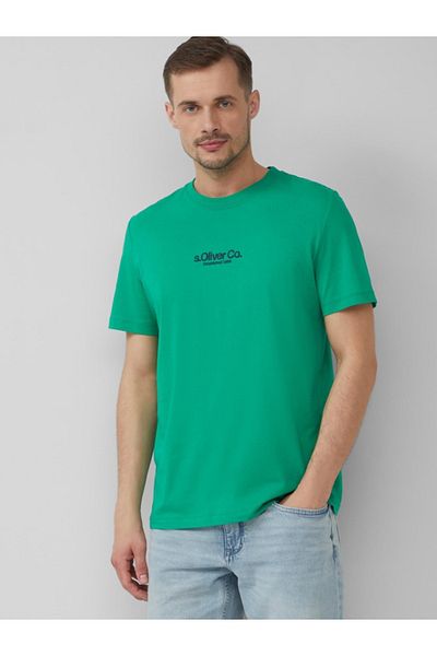 s.Oliver Men's T-shirt With Logo Print, Cotton, Regular Fit