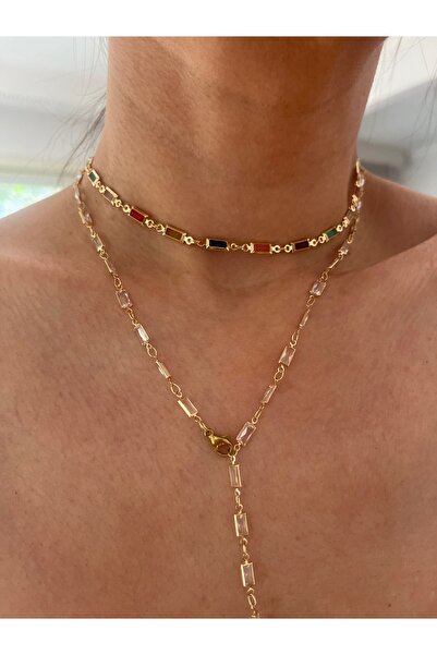 Hoop jewelery Colorful Chain Choker Necklace