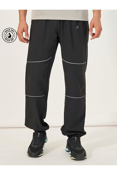 Styli 4-Way Stretch Woven Cargo Fit Training Track Pants with Contrast Piping Detail