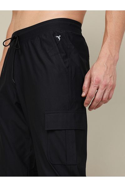 Technosport By Styli Men Solid Slim Fit Cargo Track Pants with DURACOOL+