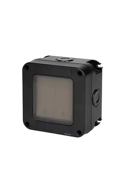 INNOVIX Double Outdoor Switch, European Standard Model, Ip66, Waterproof And Dustproof, Black