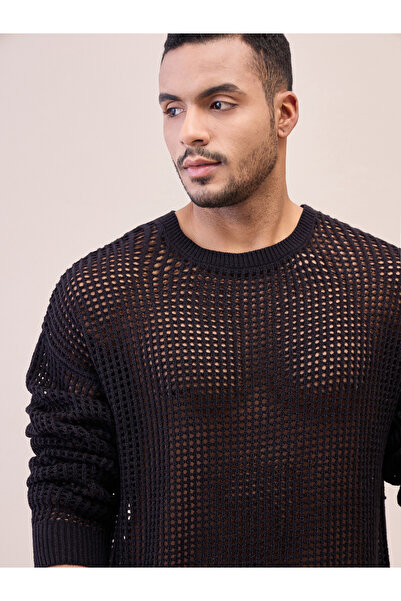 Mascln Sassafras By Styli Textured Oversized Crochet Sweater