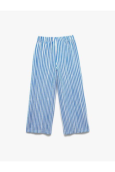 Koton Pantaloni cu dungi largi texturate cu talie elastică