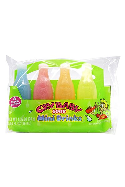 cry baby زجاجات شمع حامض حلوى - عبوات من 4 قطع