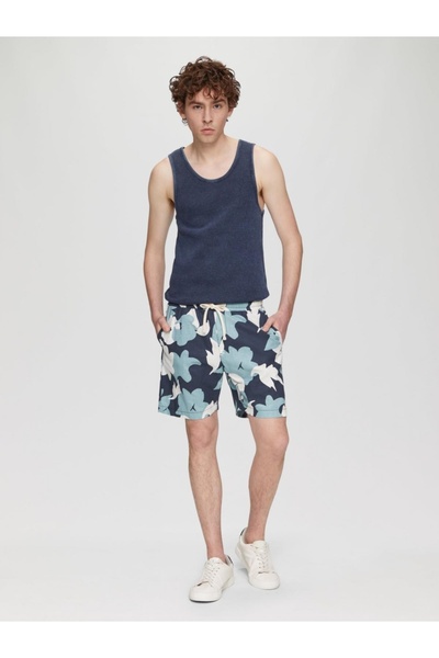 QS by s.Oliver Pantaloni scurți bărbătești Q/S by s.Oliver cu imprimeu floral, bleumarin