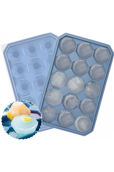 AinDen Set of 2 AinDen ice cube trays, silicone, blue, 20 x 12.5 x 3.5 cm