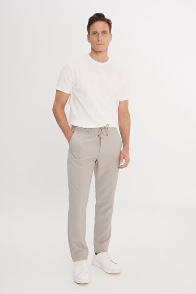 AC&Co / Altınyıldız Classics Men's Light Green Slim Fit Slim Fit Tie Waist Striped Side Pockets Casual Jogger Pants