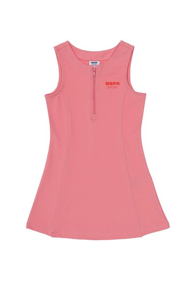 U.S. Polo Assn. Girl's Pink Half Zipper Knitted Dress 50300841-Vr041