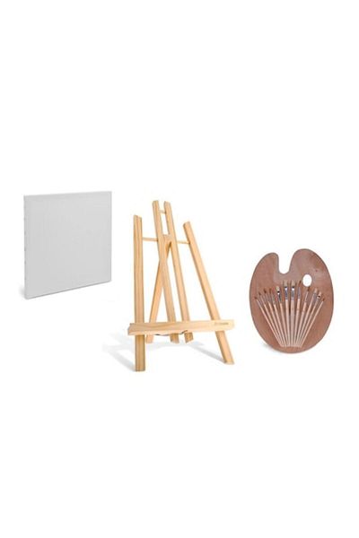 OEM Painting Set with Easel 40 cm, 3 Canvas Pads, Palette and 12 Brushes
