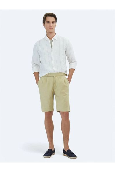 Kip Oil Green Woven Jogging Fit Casual βαμβακερή μίξη βερμούδα