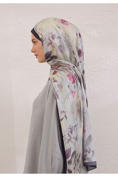 Fresh Sweet William Pattern Rami Shal Soft Blue