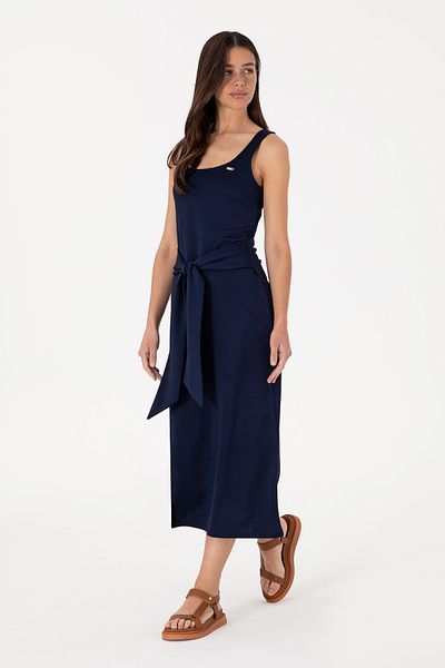 U.S. Polo Assn. Women's Navy Blue Sleeveless Crew Neck Midi Length Knitted Dress 50306676-Vr033