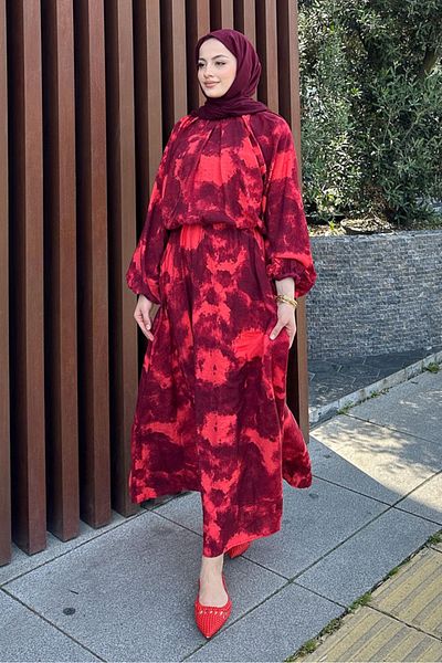 Ovn. Σετ με μοτίβο Tie-Dye - Claret Red