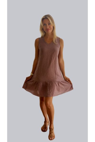 bomull textıle Sleeveless Muslin Dress