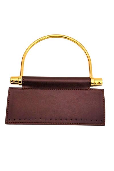 angel çanta aksesuar Faux Leather Metal Bag Handle Silk Model Dark Brown Color Light Gold Metal (New