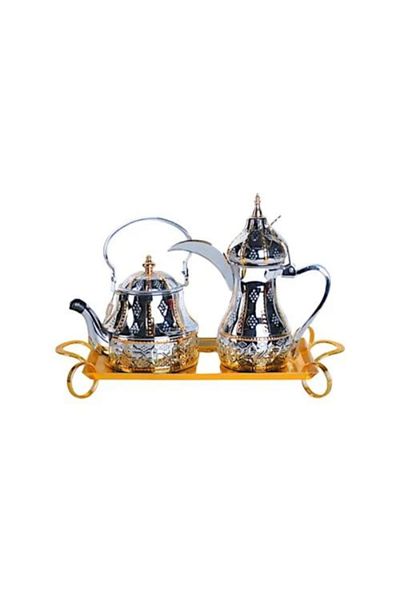 Generic Dallah and kettle hospitality set with stainless steel tray, 26oz, medium size