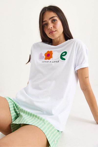 Bianco Lucci Women's Love Accessory Regular Fit Cotton T-Shirt 60602070