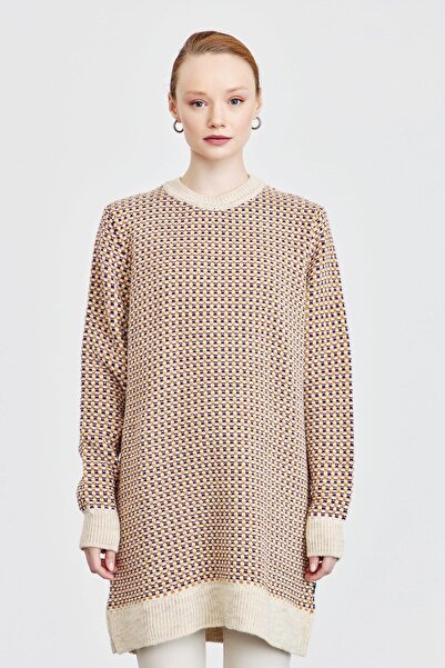 Nihan Vintage Triko Tunik Mor