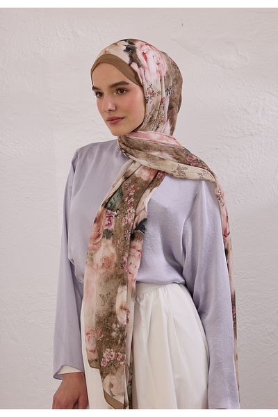 Fresh Vintage Rose Pattern Rami Shal Mink