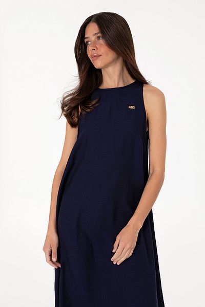 U.S. Polo Assn. Rochie țesută maxi lungime bleumarin pentru femei 50299194-VR033