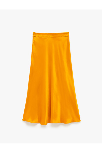 Koton Saténová sukně Midi A-Line z viskózové tkaniny s vysokým pasem