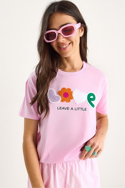 Bianco Lucci Women's Love Accessory Regular Fit Cotton T-Shirt 60602070