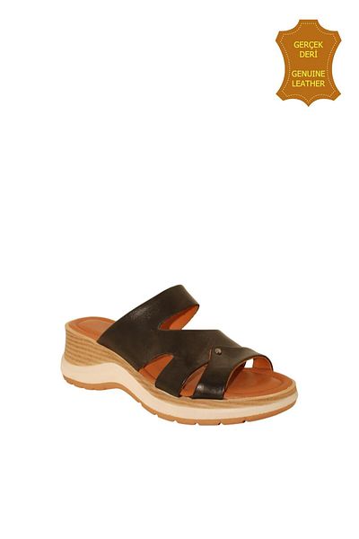 venüs ayakkabı Venus 2409904Y Genuine Leather Women's Anatomical Slippers Black Ç