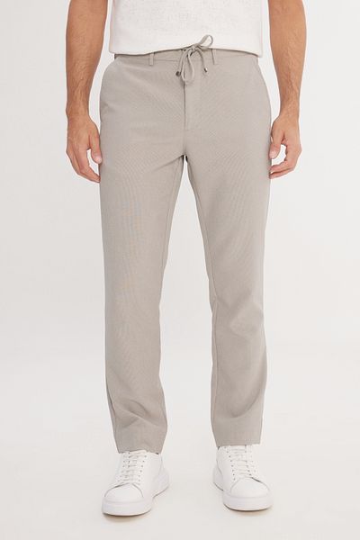 AC&Co / Altınyıldız Classics Men's Light Green Slim Fit Slim Fit Tie Waist Striped Side Pockets Casual Jogger Pants