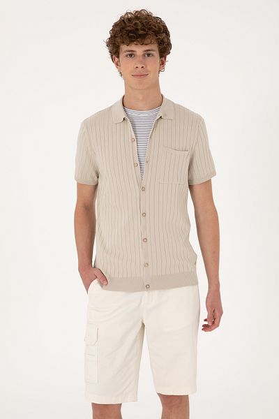 U.S. Polo Assn. Men's Slim Fit Stone Button Knitwear T-Shirt 50299360-Vr049