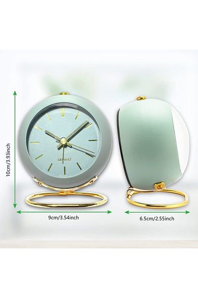 BOEM Decorative retro alarm clock, silent, 9x10cm, green