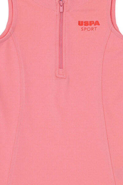 U.S. Polo Assn. Kız Çocuk Pembe Yarım Fermuarlı Örme Elbise 50300841-VR041