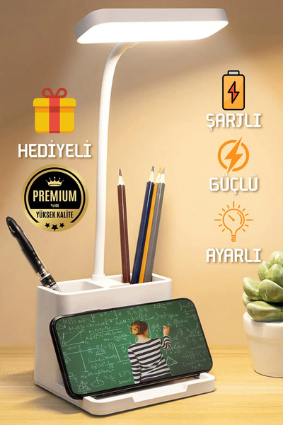 NUBLADO Şarjlı Masa Lambası 3 Renk Dokunmatik Telefon Stantlı Kademeli Çalışm...