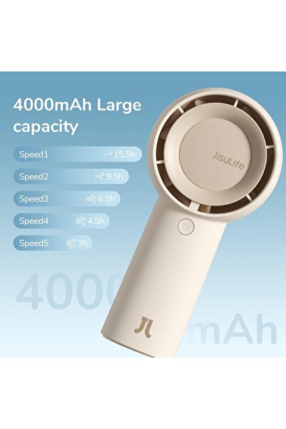 JISULIFE Handheld Turbo Fan [16H Max Cooling Time] Mini Portable 4000mAh USB Rechargeable Personal F