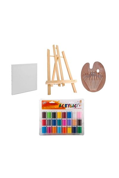 OEM Painting Set with Easel, Canvas, Palette, Brushes and Acrylic Paints